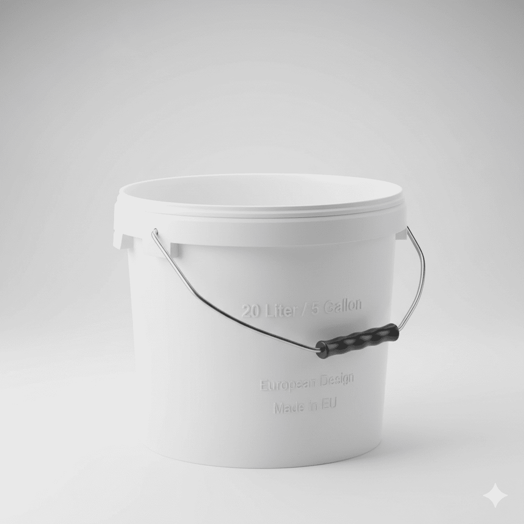 European-style 20 liter plastic pail with handle
