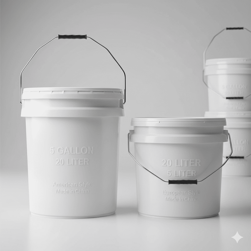 American and European style buckets side by side