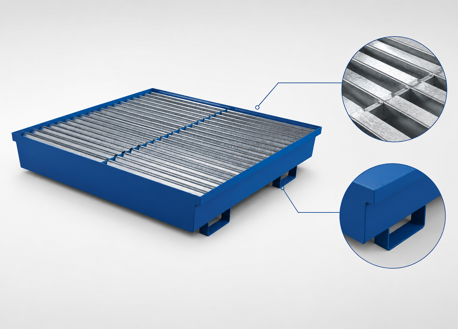 Steel Spill Pallet -- heavy-duty galvanized steel containment