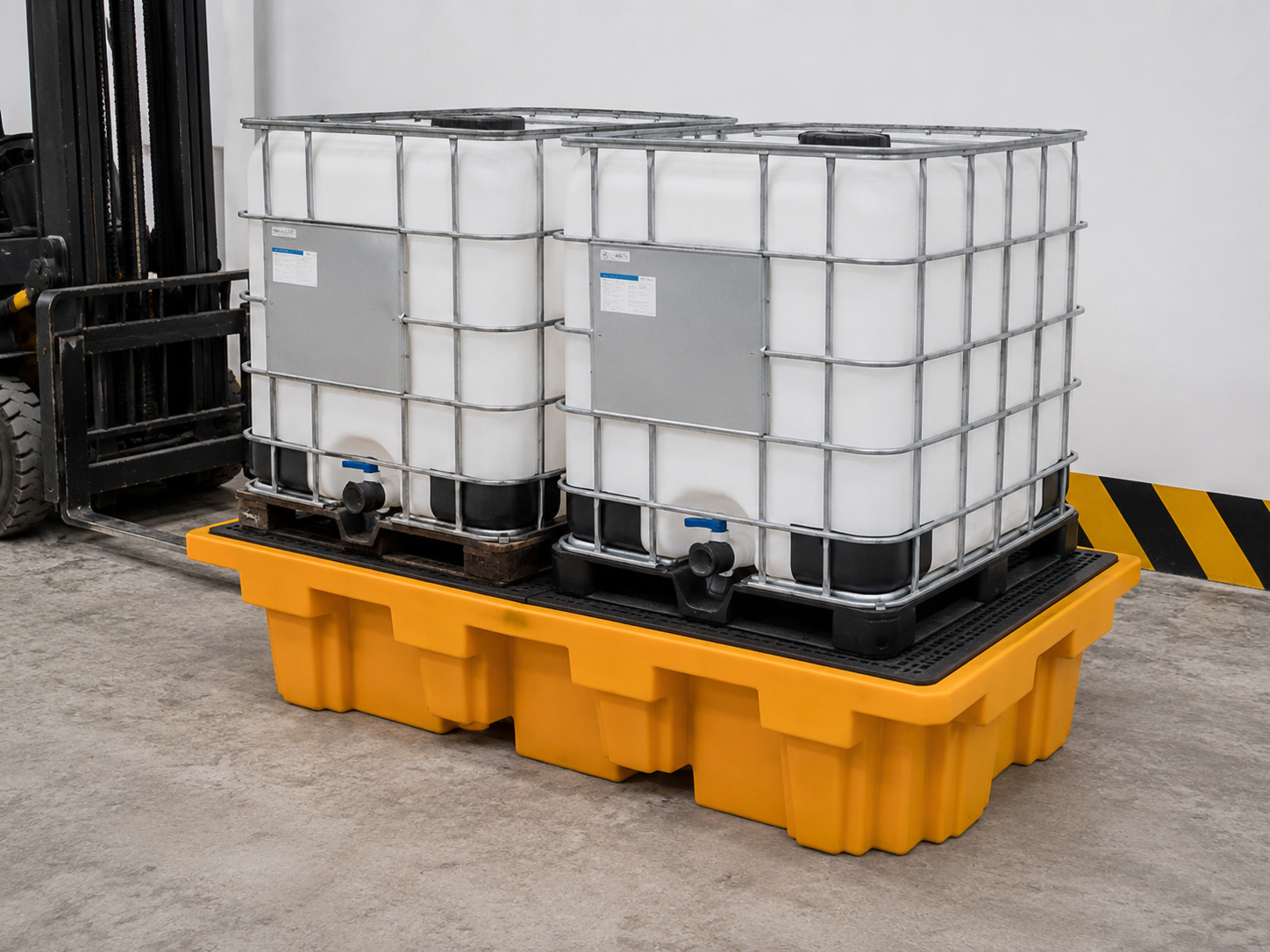 Plastic drum racks and handling equipment for safe drum storage and transport