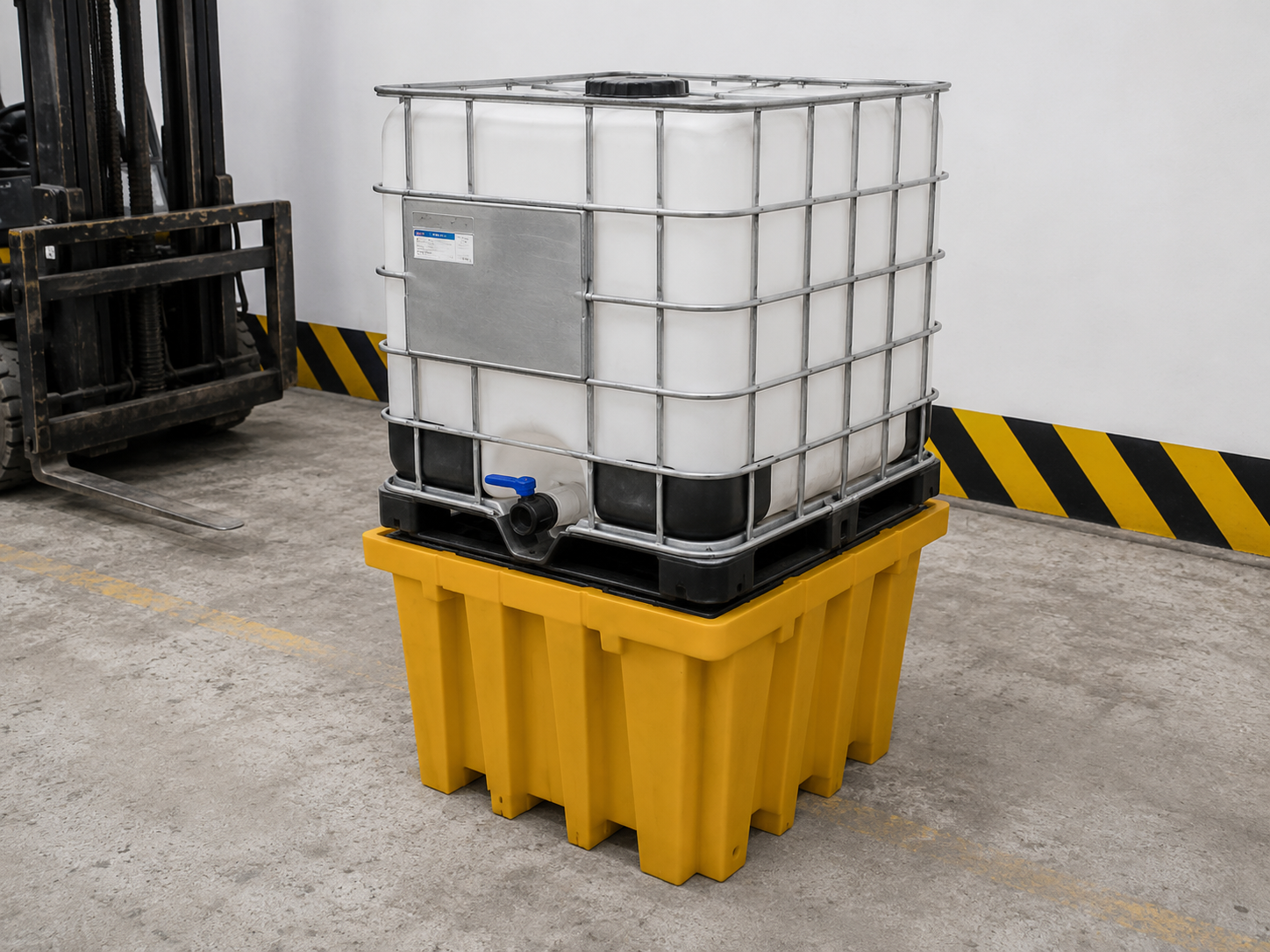 Modular spill containment stations with roofed enclosures for indoor and outdoor use