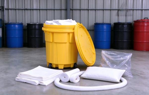 Manufacturing plant production line with machinery and liquid materials